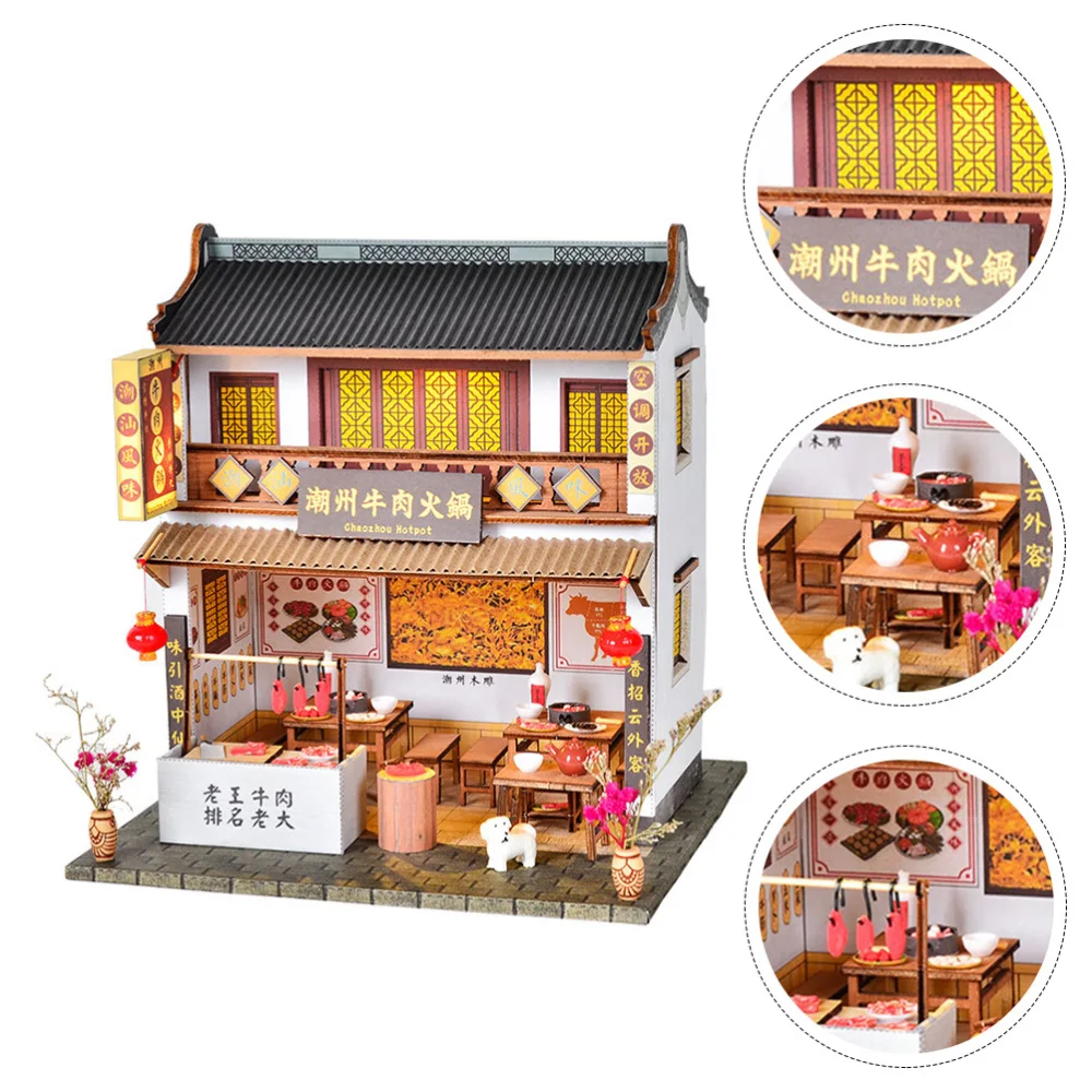 

1Pc DIY House Assemble Model Chinese Style House Model DIY House Model