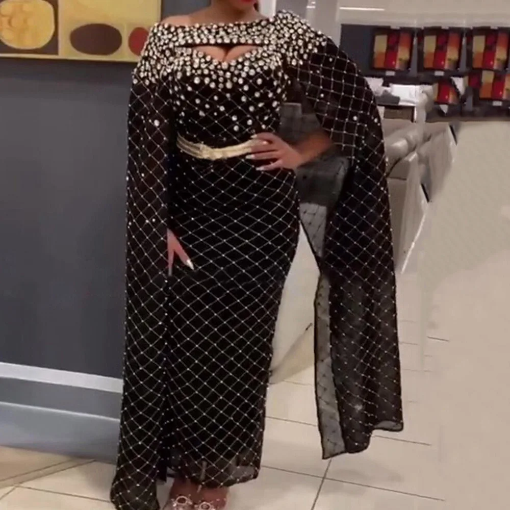 С блестящими стразами Облегающее длинное платье Для женщин роскошный ужин