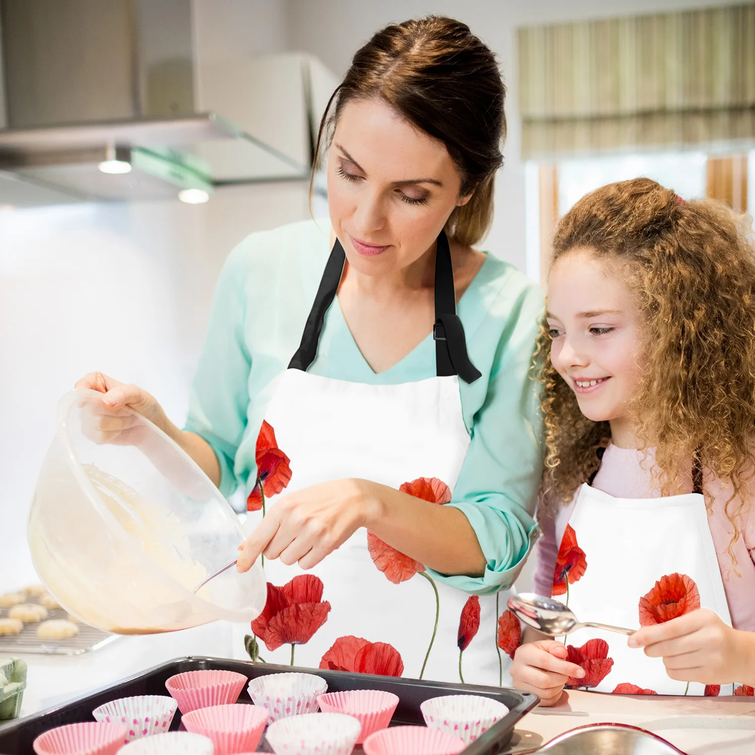 Набор фартуков красный кукурузный Маковый кухонный нагрудник рукавицы для