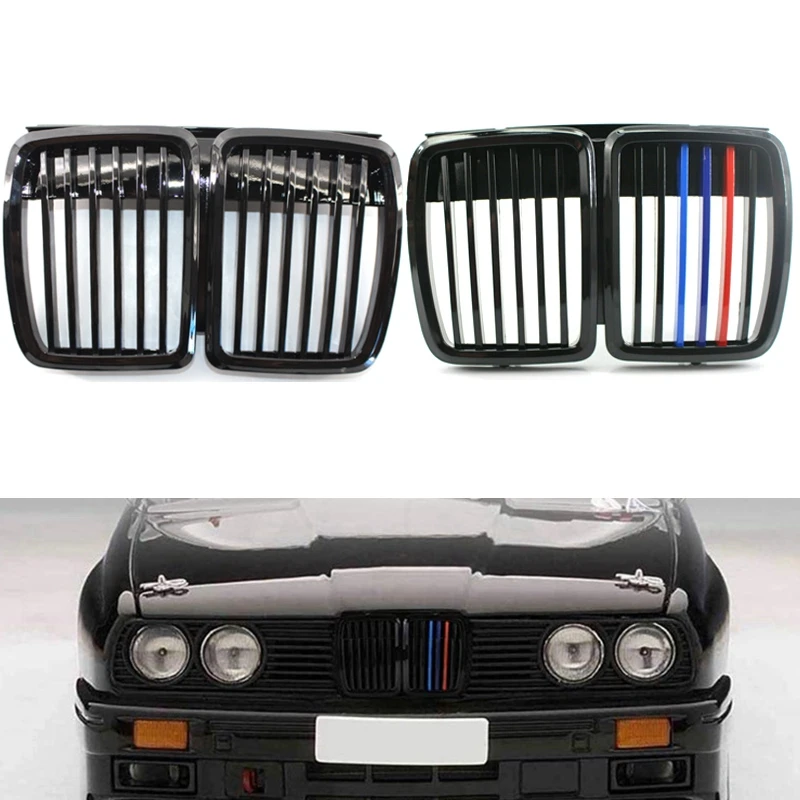 

For BMW 3 Series E30 1982-1994 51131884350 M-Color Front Kidney Grille Front Bumper Radiator Grill Car Tuning Front Grille Hood