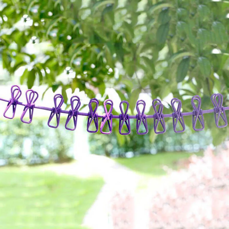 Creative Portable Clothesline with 12 Clothespins Home Outdoor Balcony Air Drying Storage Rack Clothes Rope | Дом и сад
