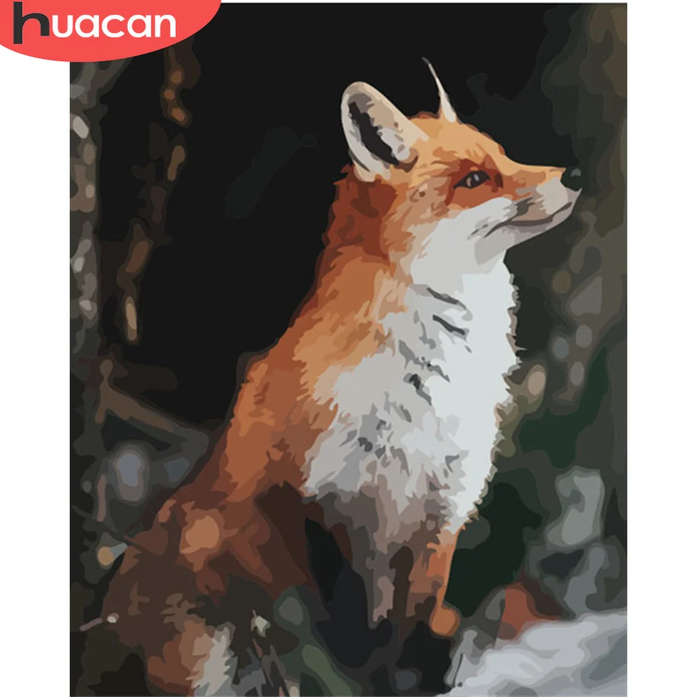 HUACAN краска по номеру лиса ручная ed ing Art подарок рисование на холсте DIY картинки