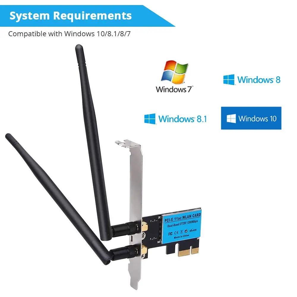 Onvian беспроводная сетевая карта AC1200Mbps PCI-E двухдиапазонный адаптер 5G/2 4G WiFi для Windows