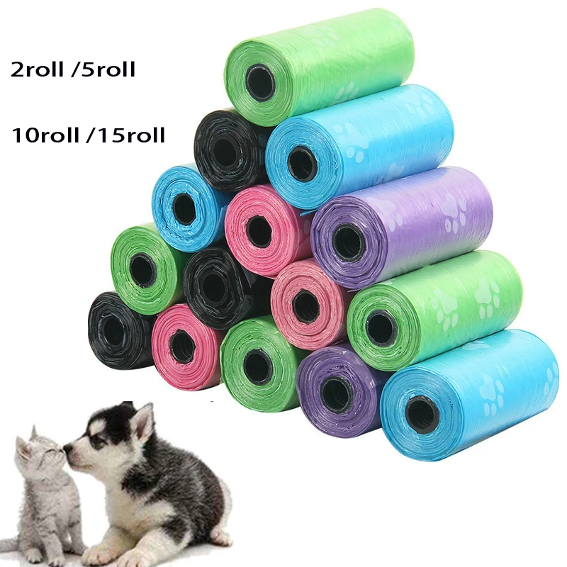 

Pet Supply 2Rolls/5Rolls/10Rolls/15Rolls Printing Cat Dog Poop Bags Outdoor Home Clean Refill Garbage Bag