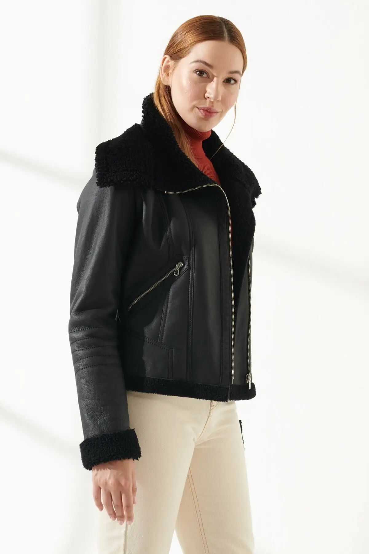 Winterisation Women Woolen Leather Jackets Genuine Sheepskin Coat Keeps Warm New Year Fashion Biker Coat Turkiyede Produced