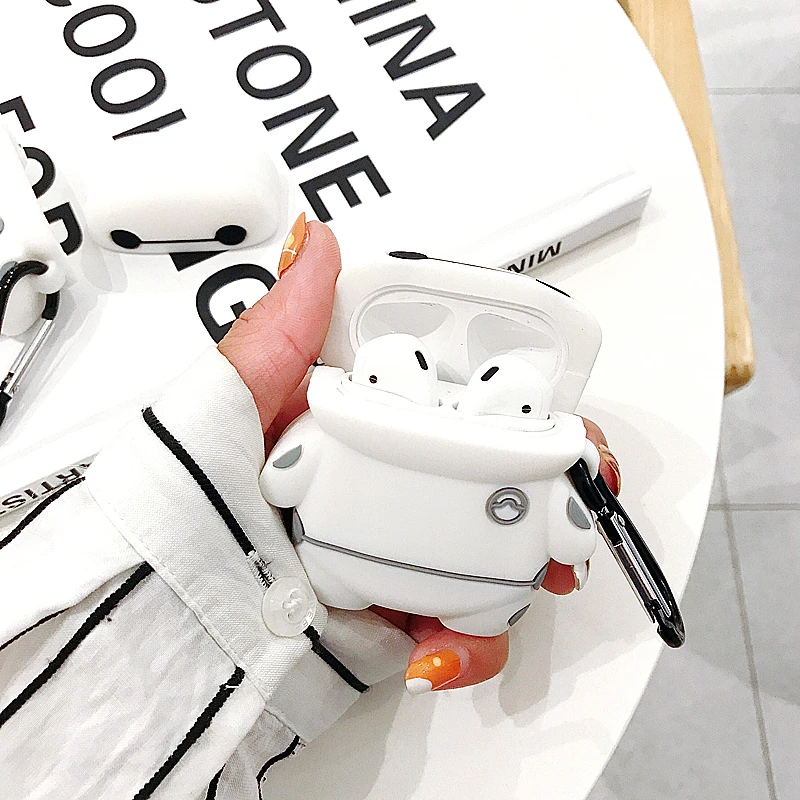 3D мультфильм большой герой 6 милый Baymax чехол для Air pods 1 2 Чехол для Apple Беспроводная bluetooth-гарнитура Airpods Силиконовые чехлы Funda