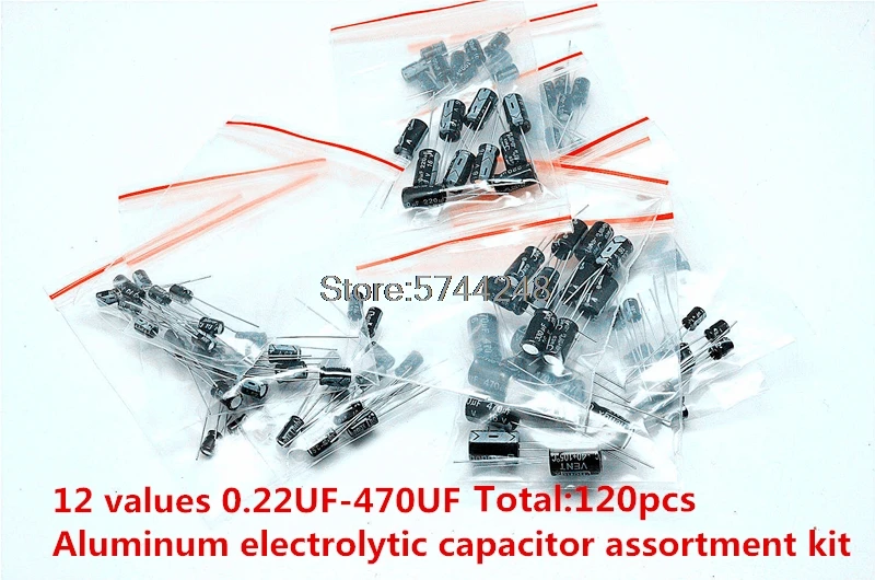 120 шт. набор алюминиевых электролитических конденсаторов 12 значений мкФ 0 22 470