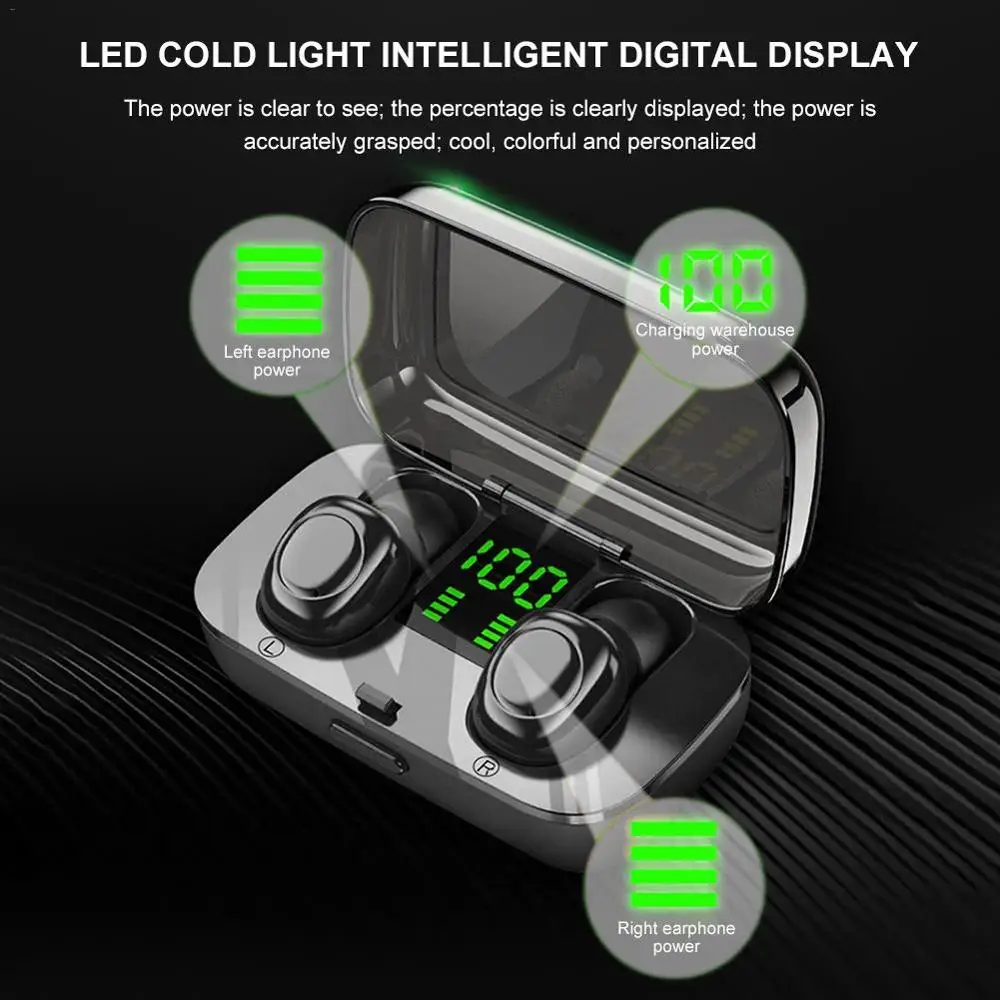 TWS IPX6 светодиодный цифровой Bluetooth 5,0 Спортивные Беспроводные наушники HIFI DSP CVC шумоподавление Музыкальная гарнитура для Xiaomi huawei samsung