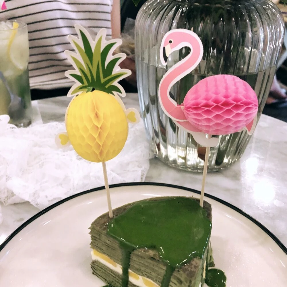 Розовый фламинго или желтый ананас кекс Топпер тропический хавиан Луау