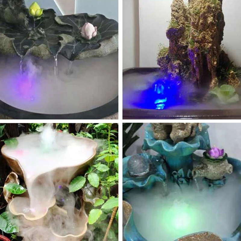 12 Led Lights 20Mm Single Head Ultrasonic Atomizer Air Humidifier Atomizing Lamp Rockery Water Bonsai Fog Fountain | Бытовая техника