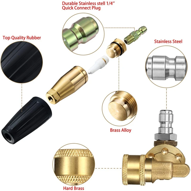 

Pressure Washer Accessories Kit, Pressure Washer Rotating Turbo Nozzle 4000PSI , 1/4 Inch Quick Connect Pivoting Coupler