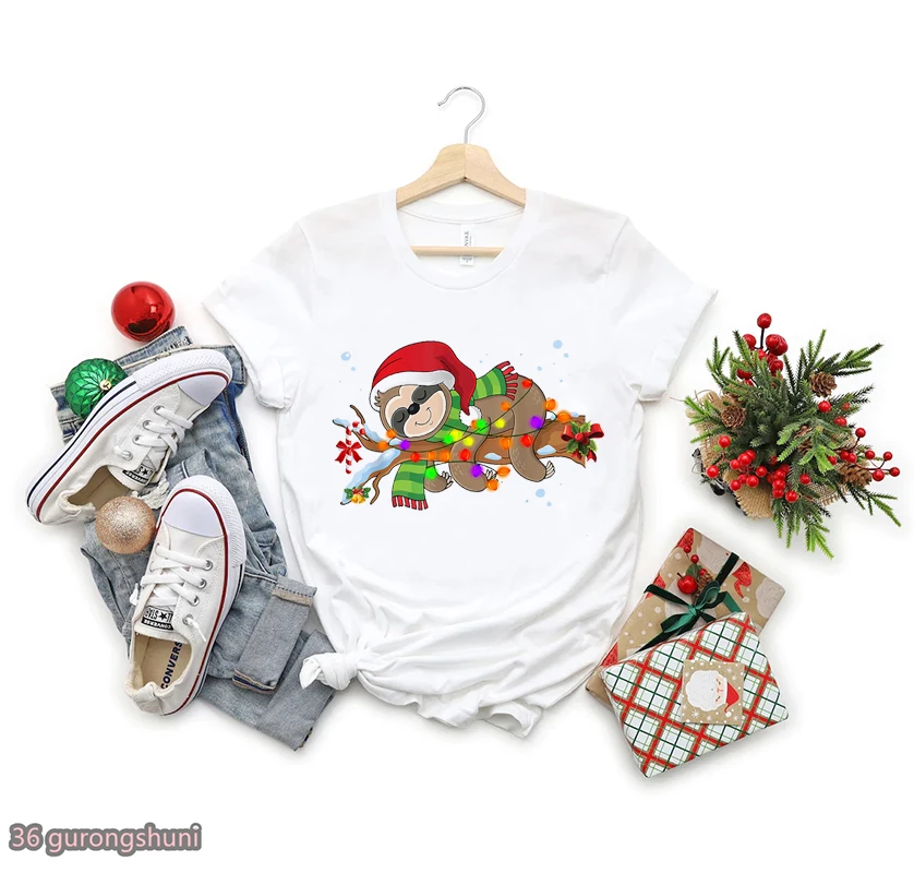 

Axolotl Santa Claus Cartoon Print Women Tshirts Funny White Christmas Gift T-Shirt Femme Tumblr Clothes T Shirt Female Wholesale