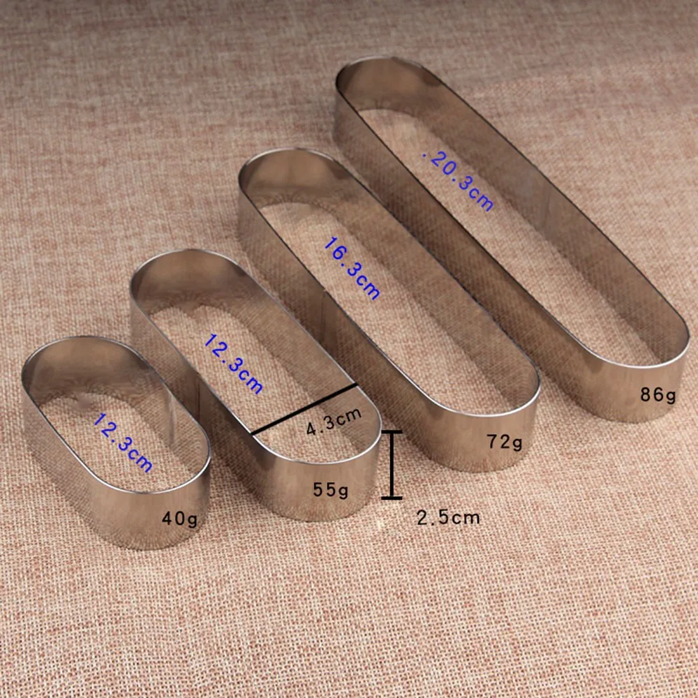 4 Sizes Cake Mold Puff Oval Long Square Mousse Circle Small Mini Pastry Biscuit Cutting Tools Stainless Steel For Household | Дом и сад
