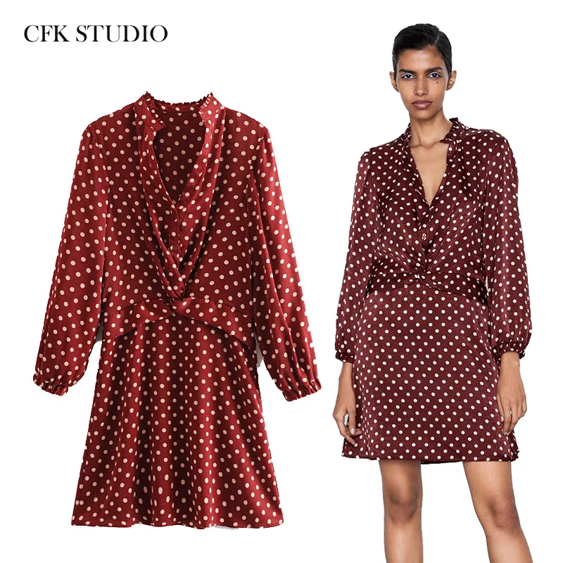 ZA женское платье мини Осеннее Повседневное рубашка с длинным рукавом новинка 2019