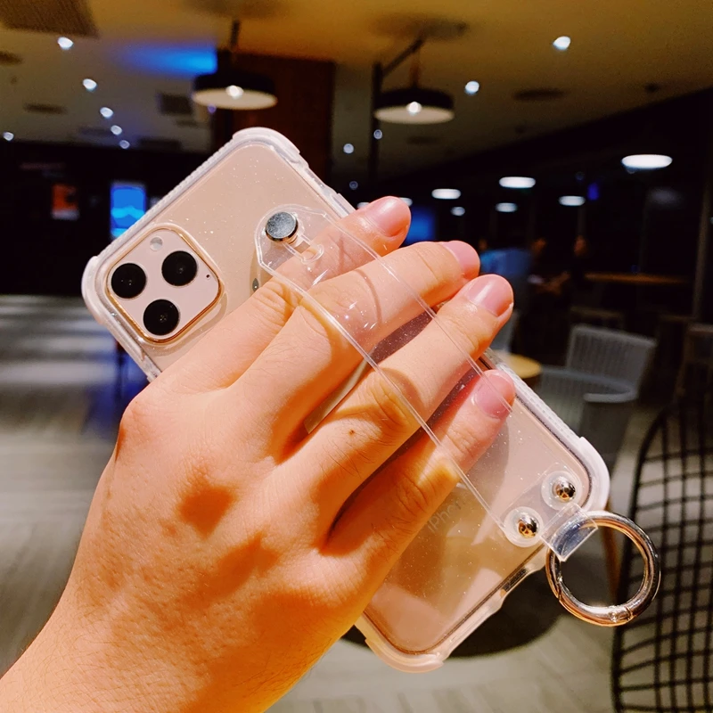 Блестящий ремешок на запястье ручная Подушка безопасности прозрачный мягкий