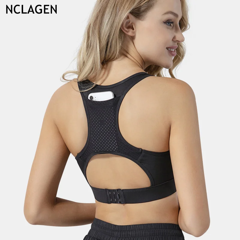 

NCLAGEN Yoga Bra Tank Crop Running Push up Workout Stretchy Gym Sport High Impact Training Large Size Sexy Dry fit Fitness Top