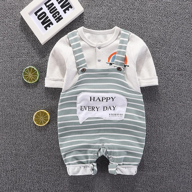 Infant Clothing 2022 Autumn Infant Baby Boy Clothes Set Baby Girl Long-sleeve Striped T-Shirt Overalls 2pce Kids Newborn Clothes Baby Clothing Set medium
