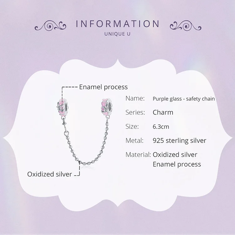 

Bisaer Purple Glass Stone Charms Pendant 925 Sterling Silver For Women Fit Original Silver Bracelet Fine Jewelry Pendant Making