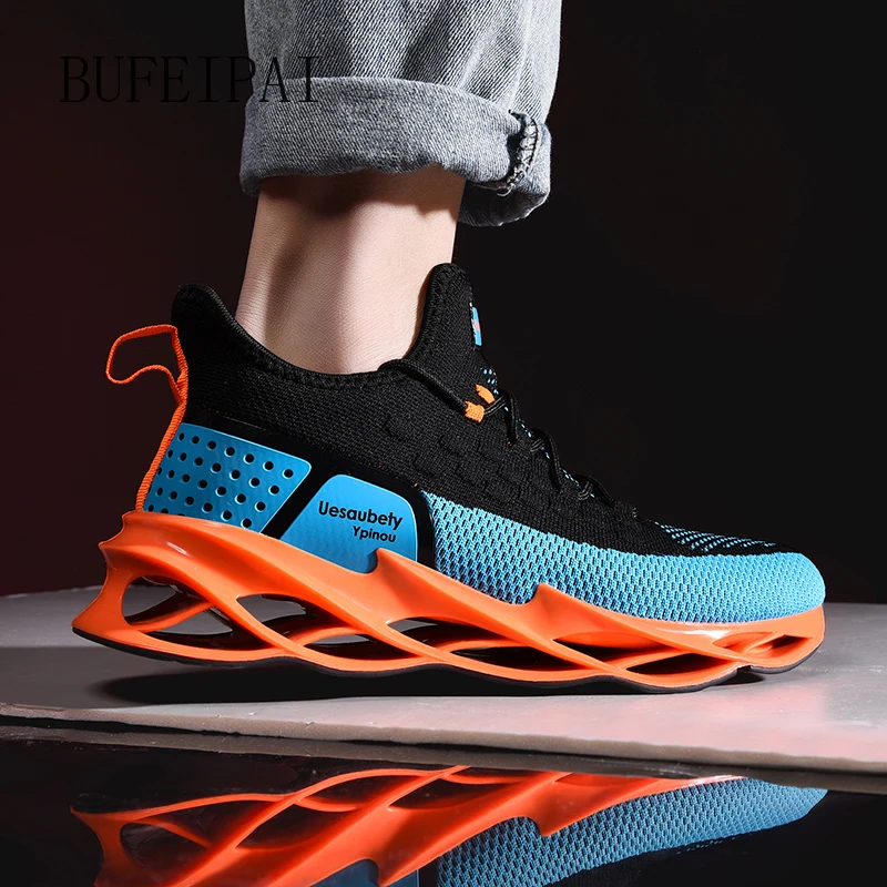 2020 new outdoor men's jogging men's jogging sneakers high quality lace-up sports breathable blade sneakers BUFEIPAI