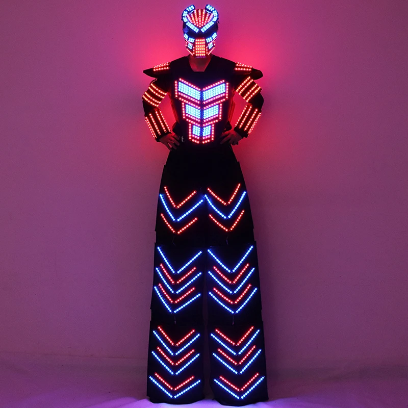 LED Robot Suit Clothes Kryoman Stilts Walker Luminous Costume High Heel Predator Laser Helmet |