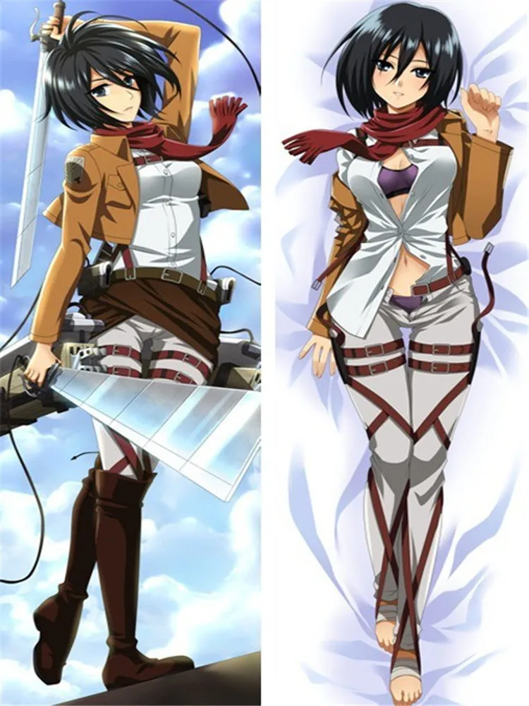 

Cosplay Anime Dakimakura Pillowcase Attack on Titan Mikasa Ackerman DIY Custom Home Bedding Hugging Body Pillow Cover Case