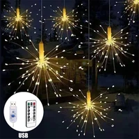 180 led firework string lights 8 mode explosion star copper silver wire fairy light control decoration string light lamp remote