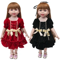 18 inch american doll girls skirt palace style red velvet princess dress costume born baby toys accessories 43 cm boy dolls c563