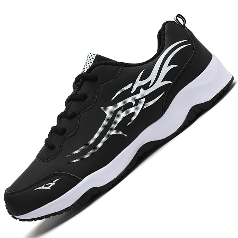 

Мужские кожаные кроссовки, дышащие, легкие, повседневная обувь, дизайнерские, для тренировок, прогулочная обувь, черные