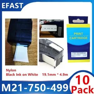 10 pack replacement 0 25 to 0 75 4 9m nylon black on white label tape cintas for use in brady bmp21 plus lab handheld ribbon free global shipping