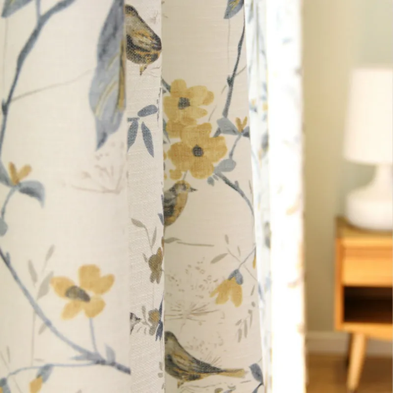 Американские затемняющие шторы из хлопка и льна в сельском стиле для гостиной с