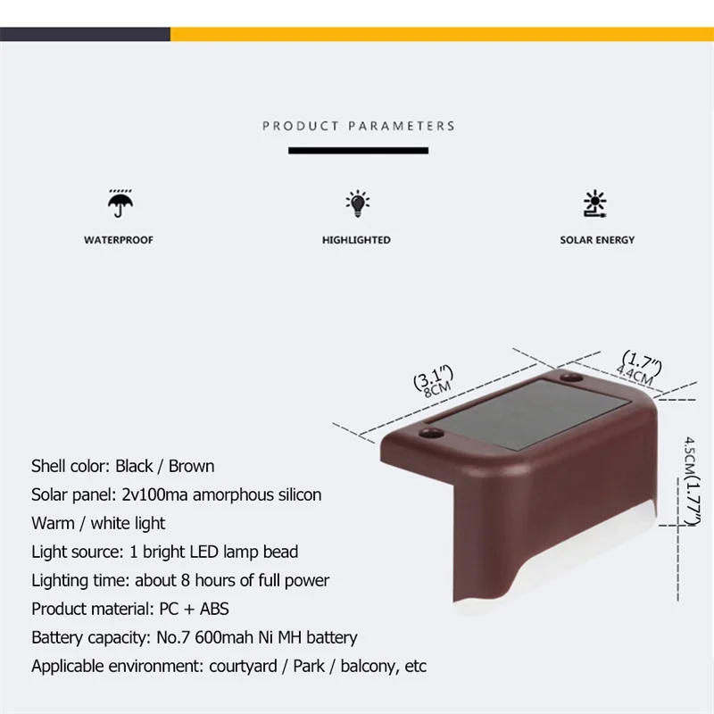 

OULALA Wall Lamp Outdoor Solar LED Waterproof 2 Pack Railing light Home Decorative For Courtyard Garden Landscape Staircase