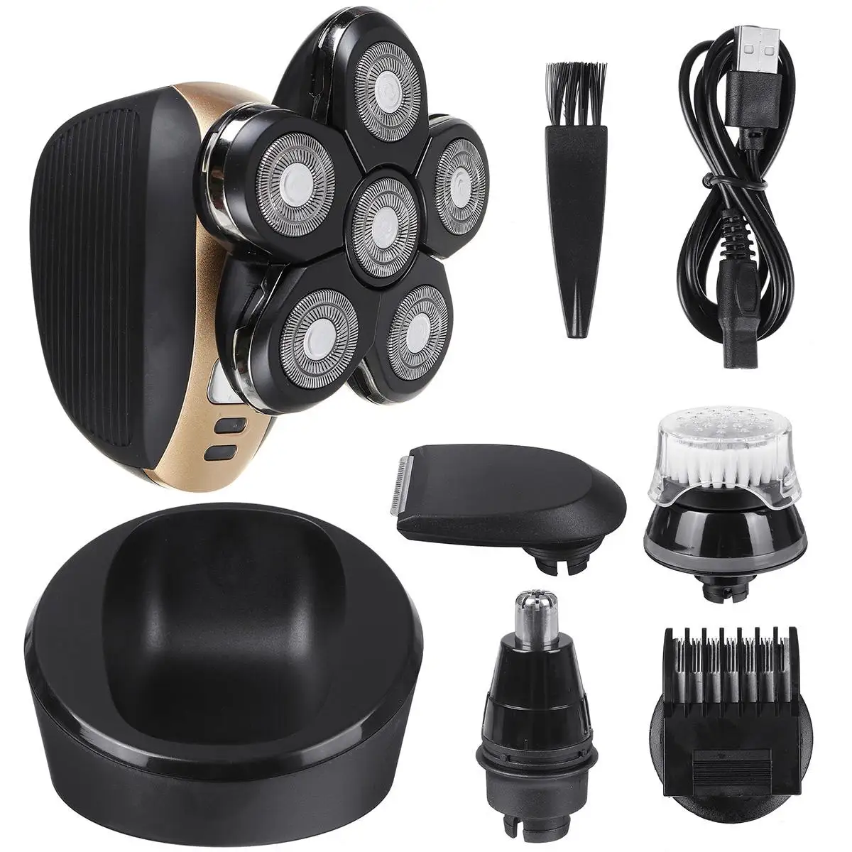 

Multifunctional Electric Shaver Wireless Charging Bald Head Shaving Machine For Men Beard Razors Nose Hair Trimmer Facial Brush