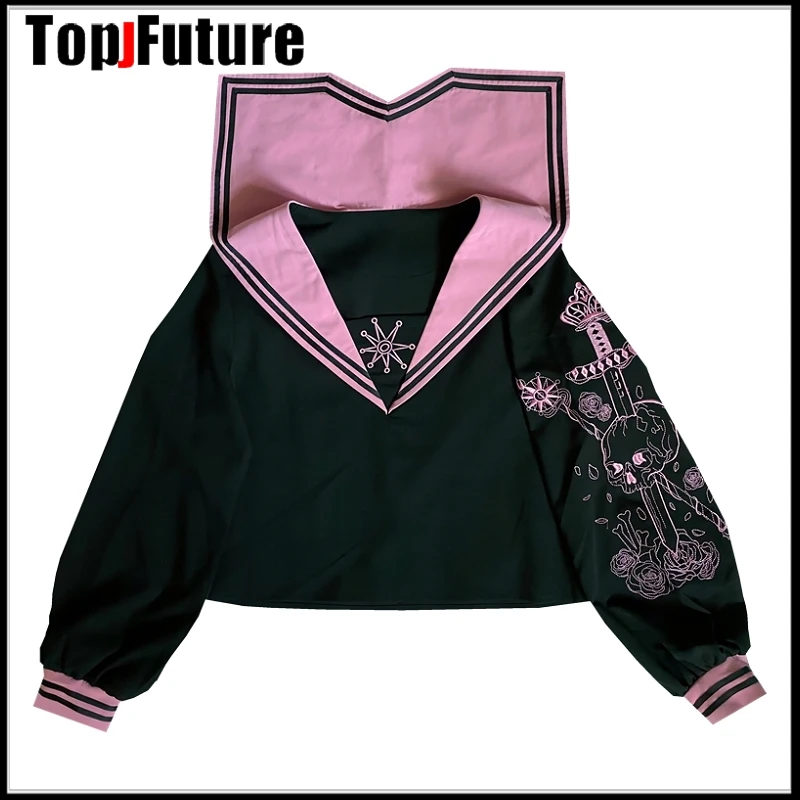 Дракон Охота вышивка дракон черный два плохой девушка Униформа колледж JK моряк