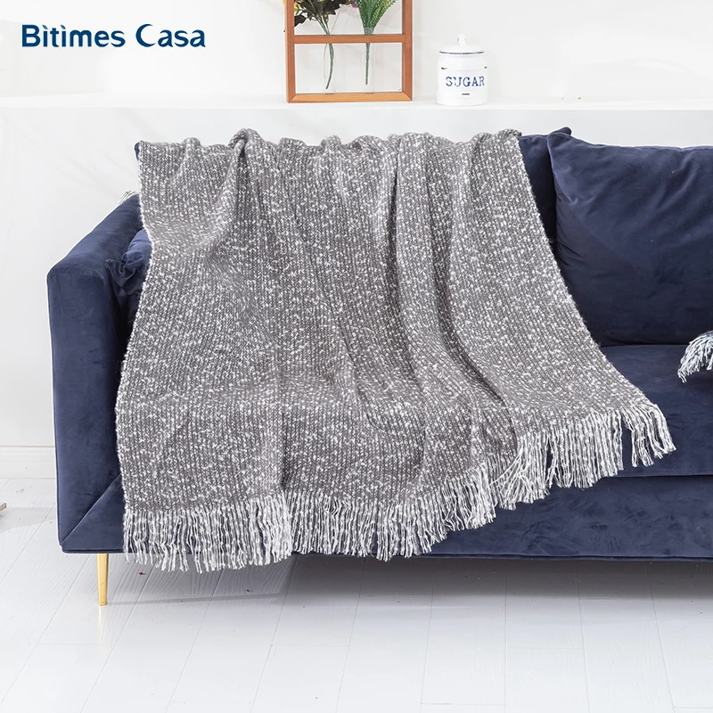 Cozy Mohair Sofa Couch Throw Blanket With Decorative Fringe 50'*60' For Bed Usage Gift Packing Birthday | Дом и сад
