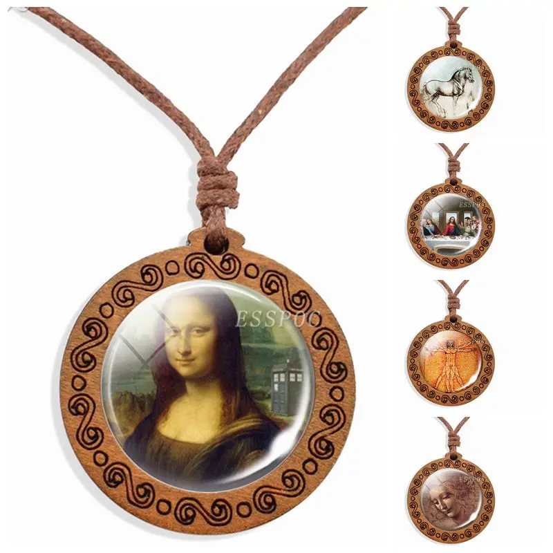 Ожерелье из веревки с изображением леonardo Da Vinci Мона Лиза Тайная вечеря статуя