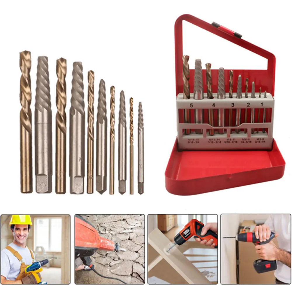 Набор сверл кобальтовых 10 шт. насадки для дрели с металлическим чехлом