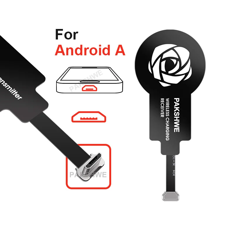 Black for Android A Qi Беспроводное зарядное устройство приемник модуль адаптер для Lightning iPhone 5 5S 5C SE 6S 7 7Plus Android Micro-usb type-C телефоны универсальные - Тип штекера: Black for Android A