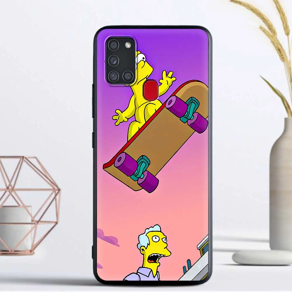 

Simpson Silicone Black Phone Case For Samsung Galaxy A32 5G A51 A71 A21s A31 A41 A11 A12 5G TPU Bag Cover Coque