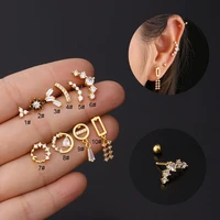 new 1pc 16g stainless steel cz cartilage earrings for women geometric dangle earrings helix tragus lobe ear piercing jewelry