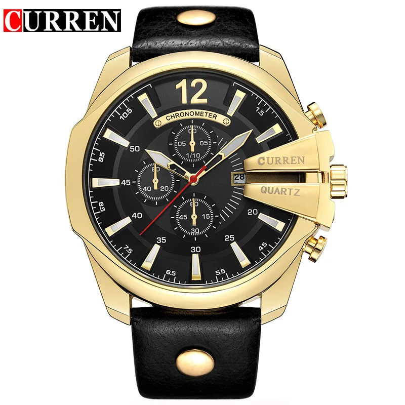 

CURREN Top Luxury Brand Mens Watch Fashion Business Quartz Wristwatches Military Leather Calendar Watch relogio masculino 8176