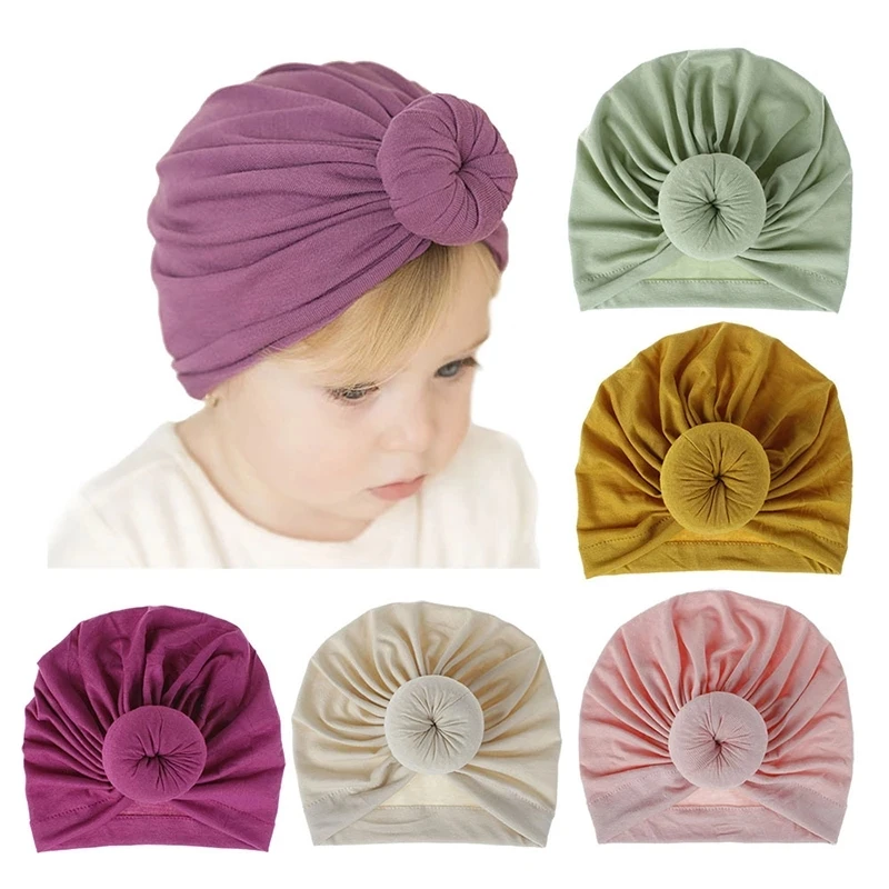 

Fashion Baby Caps Donut Headbands Hat Infant Head Wraps Newborn Elastic Cotton Hats Kids Turban Stretchy Beanie Cap Accessories