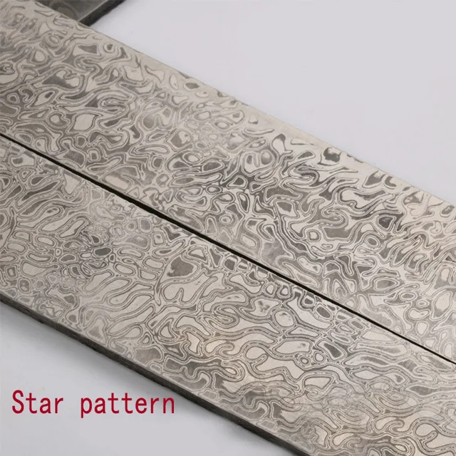 Star 250x35x4mm 4 вида дамасской стали DIY нож материал для изготовления розы сэндвич шаблон стальной нож лезвие пустой термообработки - Цвет: Star 250x35x4mm