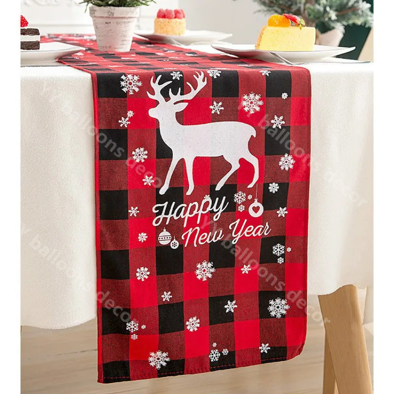 

Table Banner New YEAR Christmas Decorations Plaid Fabric Christmas Creative European Christmas Coffee Table Desktop Tablecloth
