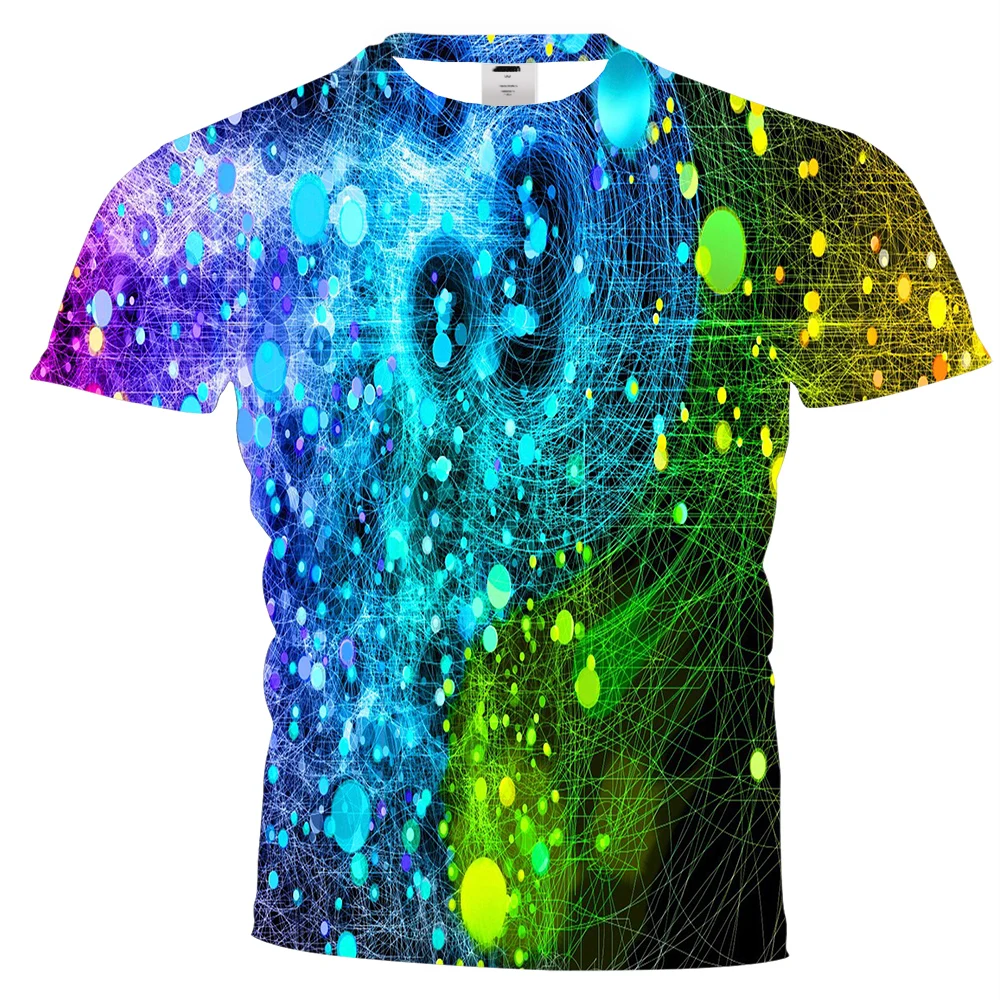 UNEY Psychedelic футболка с короткими рукавами радужная струна топы футболки 3D рисунком