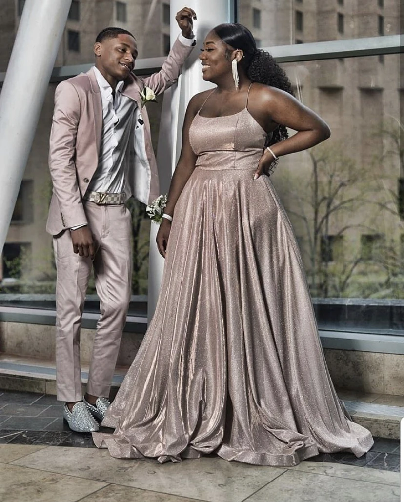 Блестящие трапециевидные длинные платья для выпускного вечера размера плюс