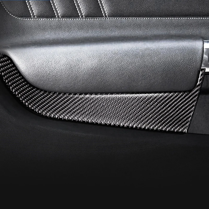

For Mustang Carbon Fiber 2pc/lot Car Door Panel Auto Sticker Car Accessories Interior Decoration Cover 2015-2019 Styling