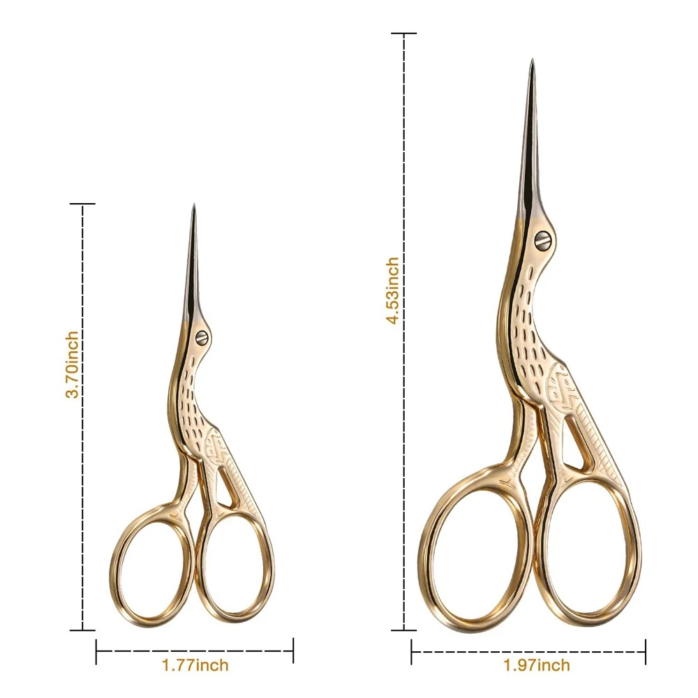 

2Pcs Vintage Stork Sewing Scissors Embroidery Scissors for Sewing Needlework Dressmaker Craft Stainless Steel Tailor Scissors