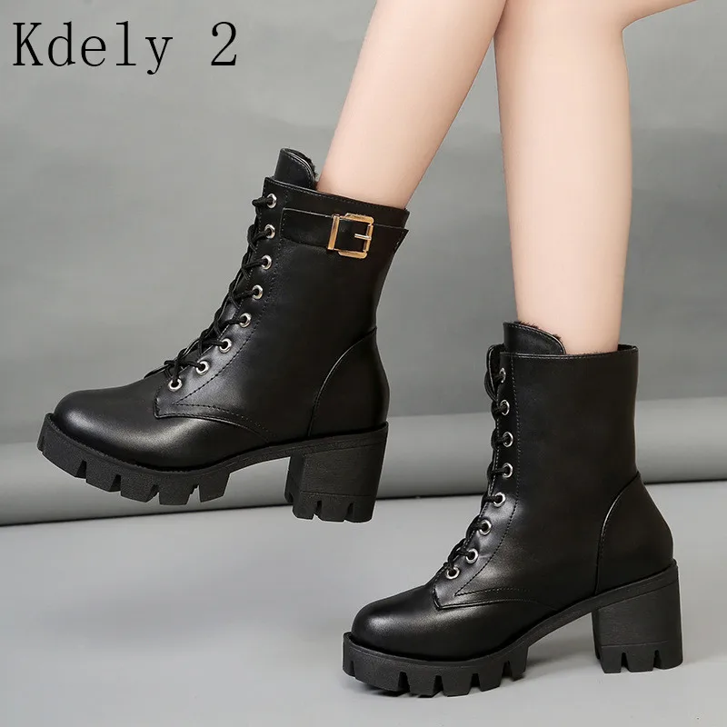 Женские туфли на высоком каблуке толстой подошве в британском стиле женские