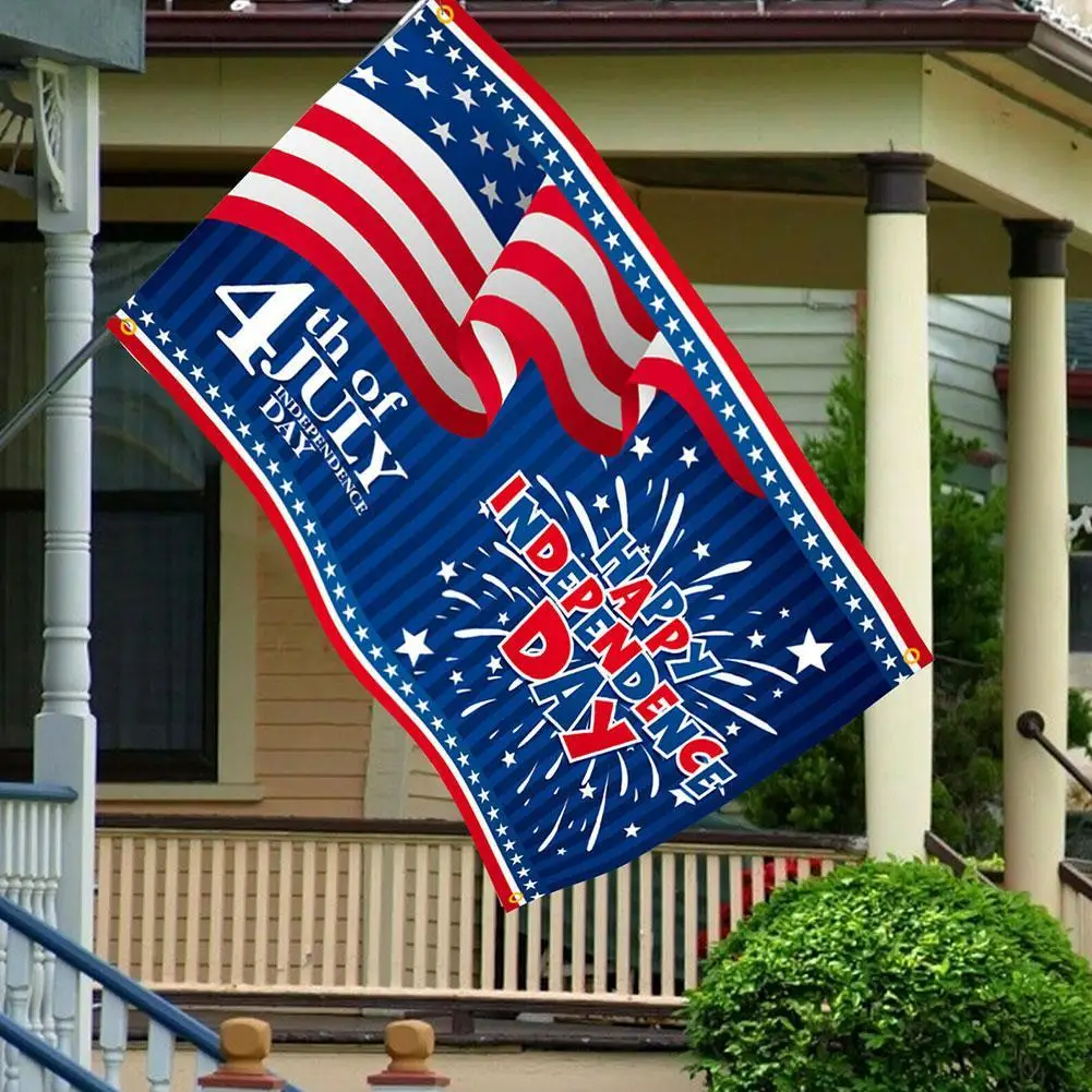 

American Independence Day Flag Party Decoration Hanging Waterproof Background Flag Party Celebration Pendant Windsock Cloth W6Q6