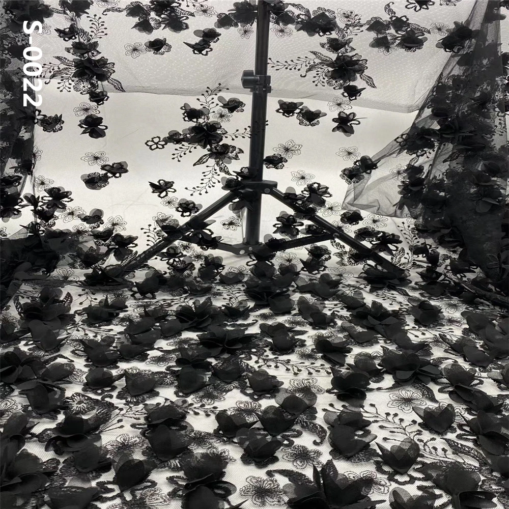 Мягкая сиреневая кружевная ткань с 3D цветами африканская Высококачественная